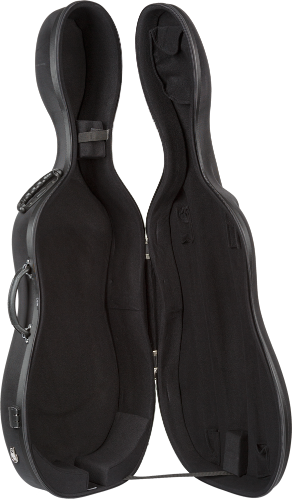 Hard Body Cello Case with Wheels, Black , 4/4 Size