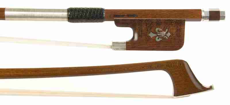 Arcos Brasil Silver Mounted Cello Bow w/ Snakewood Fleur de Lis Frog