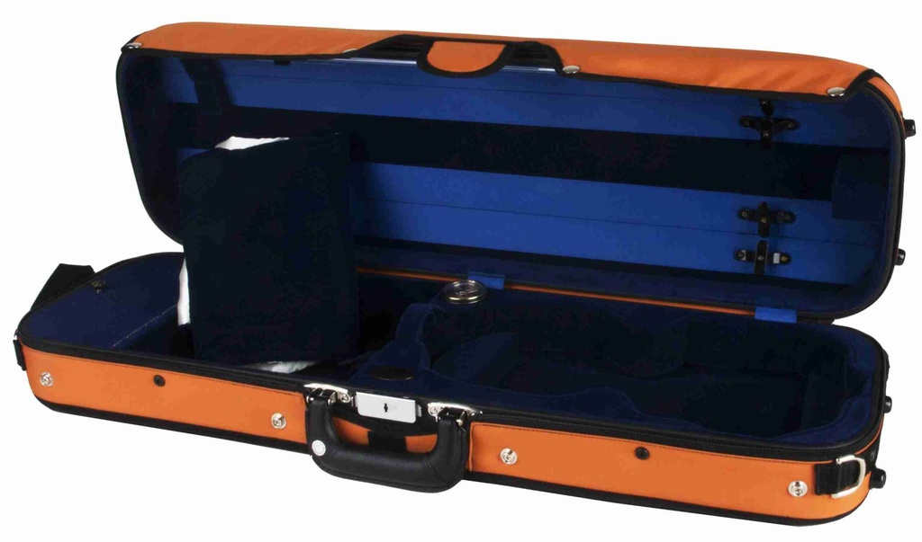 Bobelock Puffy Oblong Violin Case with Blue Bonded Velvet - 4/4 Size