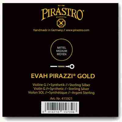 Evah Pirazzi Gold Violin G String, Silver Winding, 4/4 Size